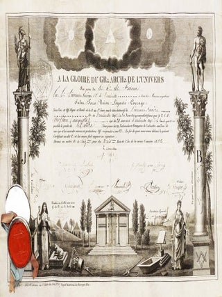 Item #3751 Diplôme de maître maçon délivré par la loge de l'Union sincère à l'Orient de...