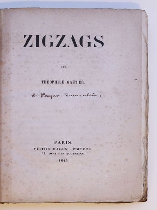 Item #3763 Zigzags. Théophile GAUTIER