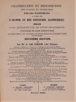 Item #3789 Cicatrisation et désinfection des plaies et blessures par les pansements...