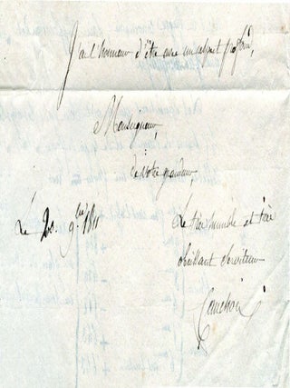 Autograph letter signed to Louis Belmas, bishop of Cambrai