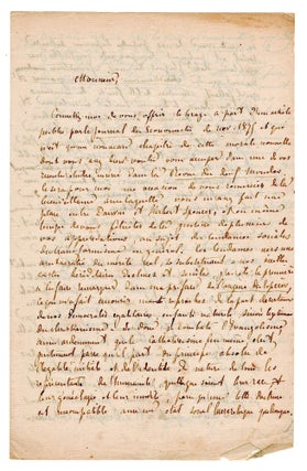 Autograph letter signed to the French philosopher Elme-Marie Caro