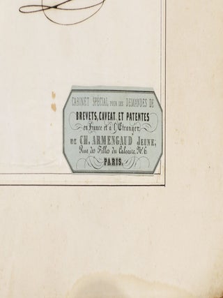 Large drawing signed for the patent of a "clyso-injecteur" or "clyso-pompe", 1850