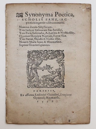 Item #3909 Synonyma Poetica, scholis sane, ac poeticis ingeniis valde commoda. Jean TIXIER DE...