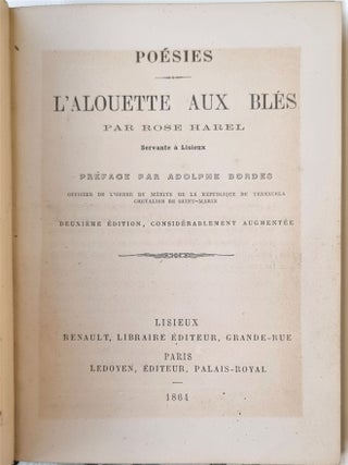 Item #3965 L'alouette aux blés, par Rose Harel, servante à Lisieux. Préface...