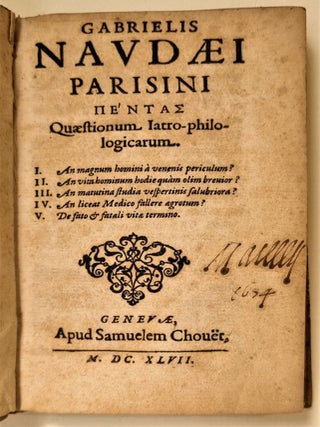 Item #3982 ΠΕΝΤΑΣ Quæstionum Iatro-philologicarum....