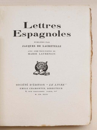 Lettres espagnoles. Avec onze eaux-fortes de Marie Laurencin.