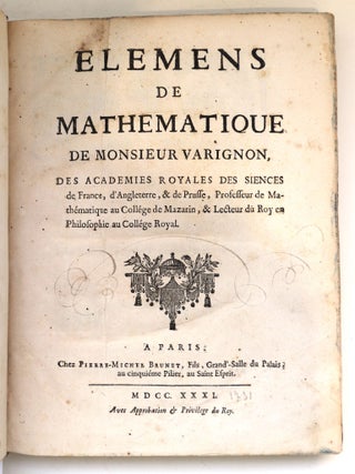 Item #4007 Elémens de mathématiques. Louis Langlès, VARIGNON, Pierre