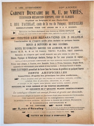 Publicité pour des dents, dents artificielles et dentiers