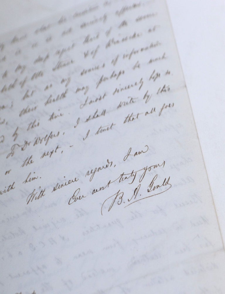 Item #4102 Lettre autographe sign&eacute;e &agrave; Wilhelm Julius Foerster. GOULD, Benjamin Apthorp.