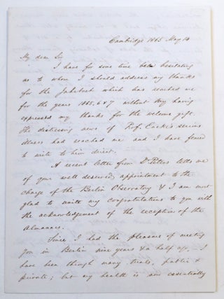 Lettre autographe sign&eacute;e &agrave; Wilhelm Julius Foerster