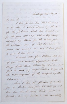 Lettre autographe signée à Wilhelm Julius Foerster