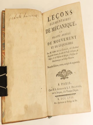 Item #4156 Leçons élémentaires de mécanique, ou Traité abrégé du mouvement et de...