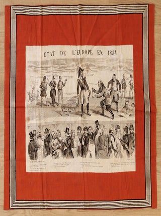 Item #4224 Etat de l’Europe en 1854. GRAVURE SUR TEXTILE CARICATURE POLITIQUE, Narcisse BUQUET