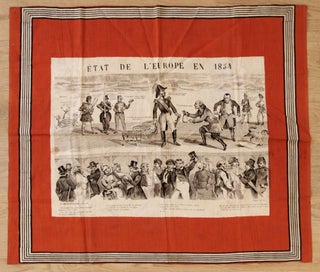 Etat de l’Europe en 1854. GRAVURE SUR TEXTILE CARICATURE POLITIQUE, BUQUET.
