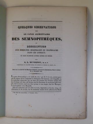 Quelques observations sur le canal alimentaire des semnopithèques et description d'un sphincter œsophagien du diaphragme dans ses animaux et dans plusieurs autres genres de singes