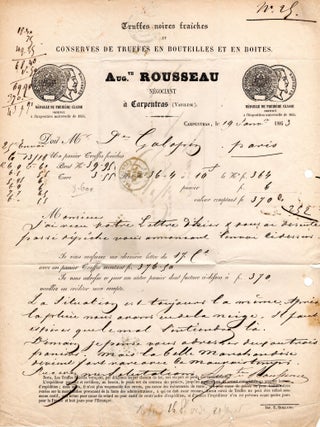 Item #4454 Lettre autographe signée à Monsieur Prosper Galopin, 9 rue du four Saint Honoré à...
