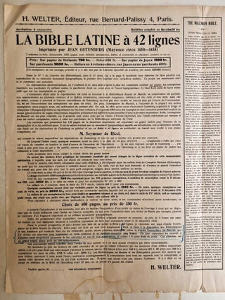 Invitation à souscrire : Réédition complète en fac-similé de la Bible latine à 42 lignes imprimée par Jean Gutenberg (Mayence circa 1450-1455)