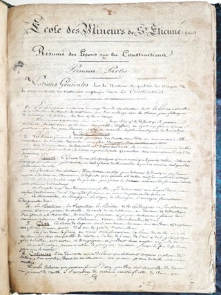 Ecole des mineurs de St Etienne (Loire). Résumé des leçons sur les constructions