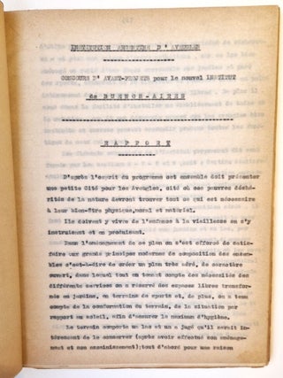 Institution argentine d'aveugles: concours d'avant-projets pour le nouvel Institut à Buenos-Ayres : rapport.