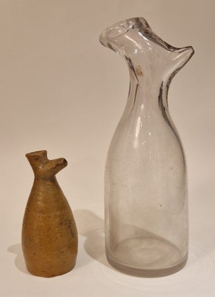 Deux biberons dit Bizolaine en verre et grés, XIXe