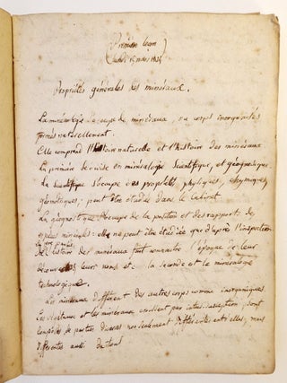 Cours de min&eacute;ralogie fait au mus&eacute;um d&rsquo;histoire naturelle en 1824 par M. Brongniard, Paris, 15 mars 1824-[Juin 1824]
