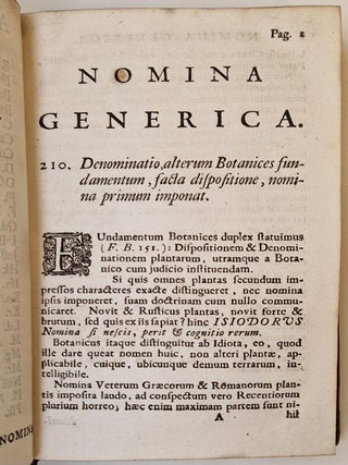 Critica botanica : in qua nomina plantarum generica, specifica & variantia examini subjiciuntur, selectiora confirmantur, indigna rejiciuntur : simulque doctrina circa denominationem plantarum traditur, seu, Fundamentorum botanicorum pars IV. : accedit Johannis Browallii De necessitate historiae naturalis discursus,