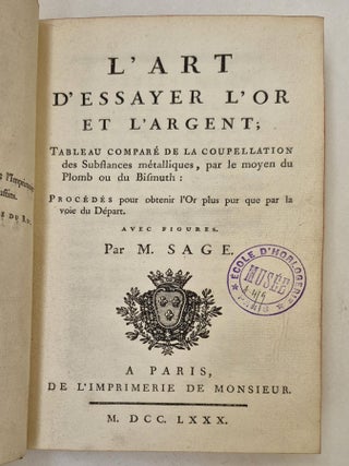 Item #5047 L’Art d’essayer l’or et l’argent ; tableau comparé de...