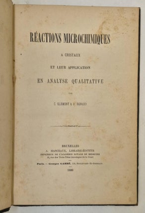 Réactions microchimiques à cristaux et leur application en analyse qualitative