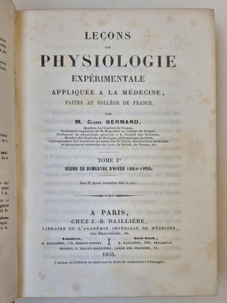 Leçons de physiologie expérimentale appliquée à la médecine.