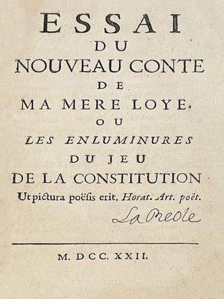 Item #5165 Essai du nouveau conte de ma mère Loye, ou les enluminures du jeu de la constitution....