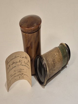 Item #5174 Lorgnette en corne, carton, peau de poisson et papier, avec provenance féminine,...