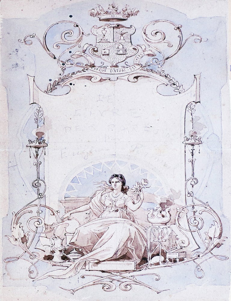 Item #5253 Dessin original pour le titre-frontispice du Livre des parfums d'Eug&egrave;ne Rimmel. Jules CH&Eacute;RET, attribu&eacute; &agrave;.