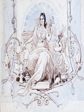 Dessin original pour le titre-frontispice du Livre des parfums d'Eug&egrave;ne Rimmel.