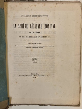 Quelques considérations sur la sphère génitale moyenne de la femme et des femmes de vertébrés
