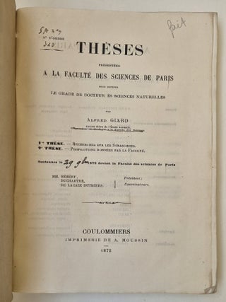 Recherches sur les ascidies composées or synascidies
