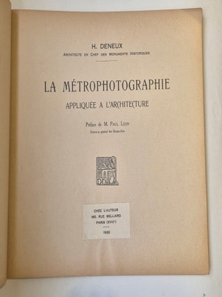 La Métrophotographie appliquée à l’architecture