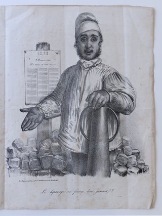 Première année. N° 00. Spécimen n° 12. Le Charivari, journal fondé par Ch. Philippon, publiant chaque jour un nouveau dessin. (Le premier numéro paraîtra, sans remise, le 1er décembre prochain 1832).