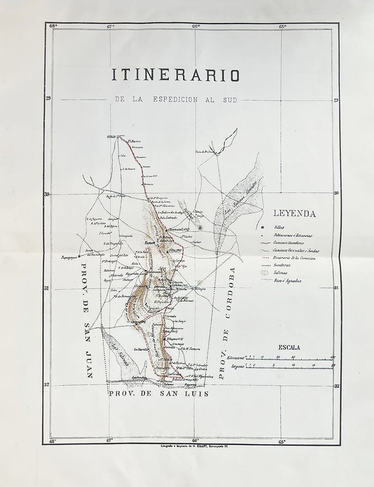 Item #5413 Provincia de la Rioja. Informe del Departamento topografico sobre la espedicion &agrave; Los Llanos por encargo del Exmo. Gobierno de la Provincia. ARGENTINE, Eugenio EQUER.