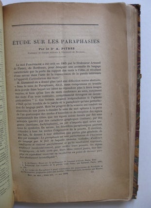 Le Centre de Broca et les paraphrasies - L’Examen des malades atteints de paraphrasie - L’aphasie amnésique et ses variétés cliniques - La Physiologie, la psychologie et l'étude des langues - Etudes sur les paraphrasies