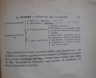 Le Centre de Broca et les paraphrasies - L’Examen des malades atteints de paraphrasie - L’aphasie amnésique et ses variétés cliniques - La Physiologie, la psychologie et l'étude des langues - Etudes sur les paraphrasies