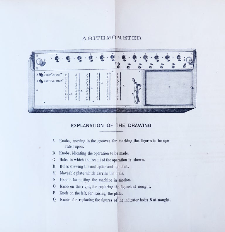Item #YEG-660 Instructions for the use of the arithmometer or calculating machine invented by M. Thomas (de Colmar). Prize Medal International exhibition 1862. Calculating device, THOMAS, de Colmar Louis.