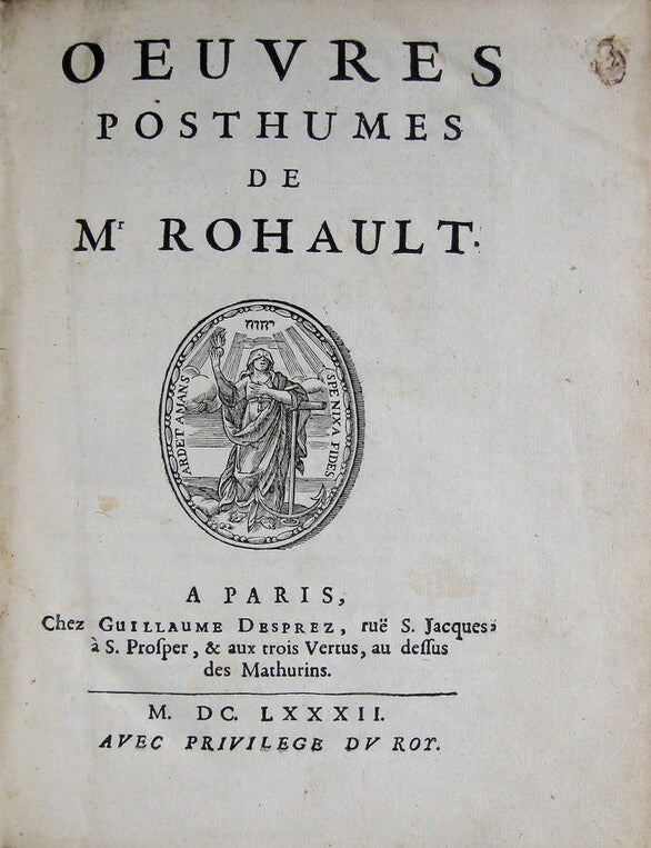 Item #YEG-803 Oeuvres posthumes. ROHAULT, Jacques.